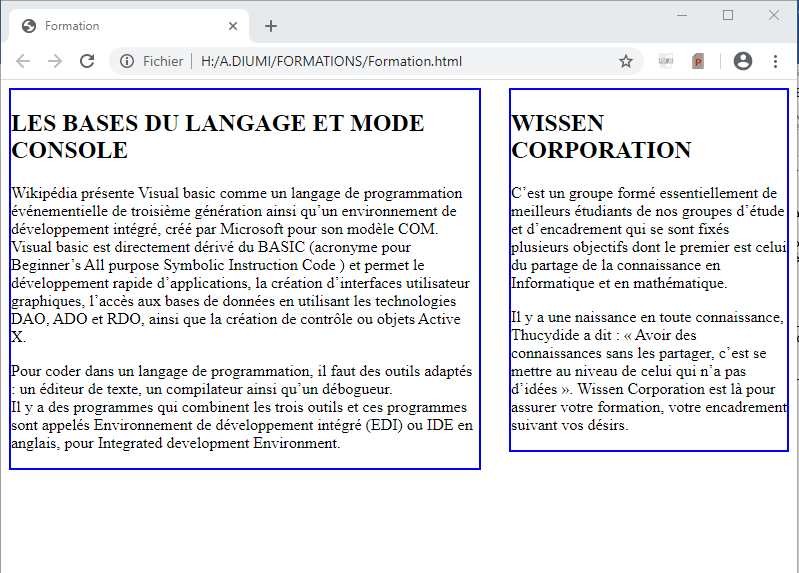 positionnement en CSS